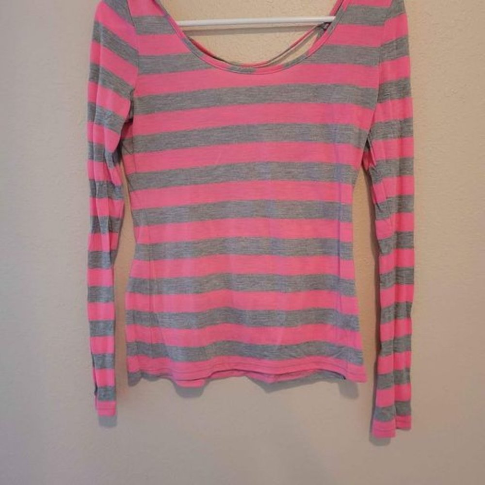 Pink and gray striped shirt